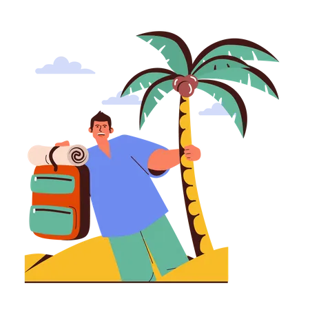 Hombre en la playa  Ilustración