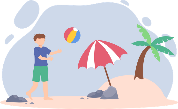 Hombre en la playa  Ilustración