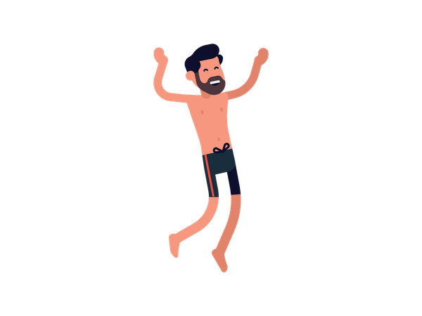 Hombre en pantalones cortos disfrutando de vacaciones  Ilustración