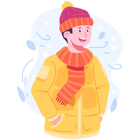 Hombre en ropa de invierno  Ilustración