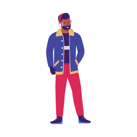 Hombre en ropa de invierno  Ilustración