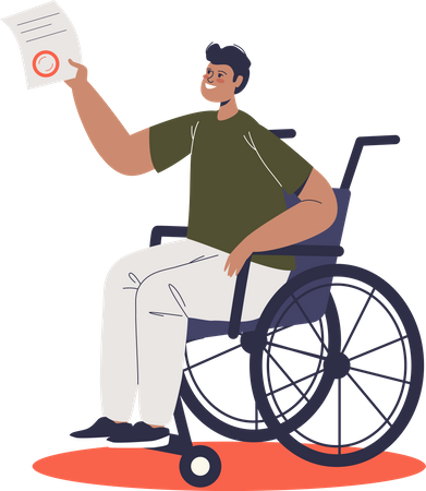 Hombre en silla de ruedas  Ilustración