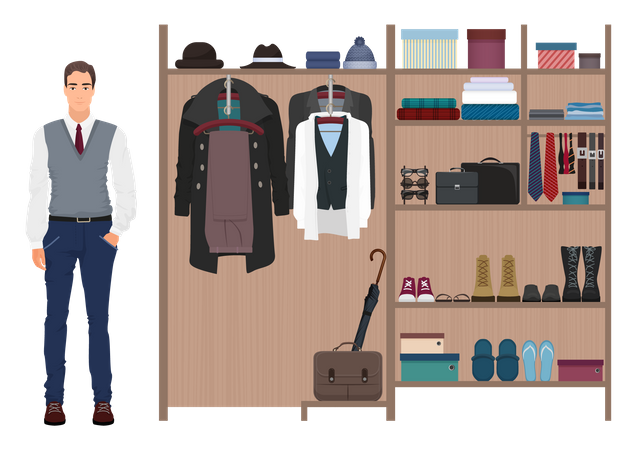 Hombre en tienda de ropa  Ilustración