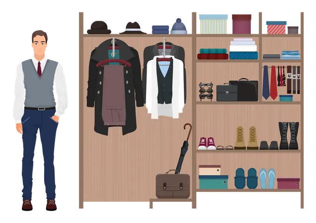 Hombre en tienda de ropa  Ilustración