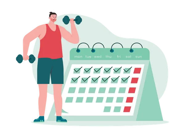 Hombre en régimen de fitness  Ilustración