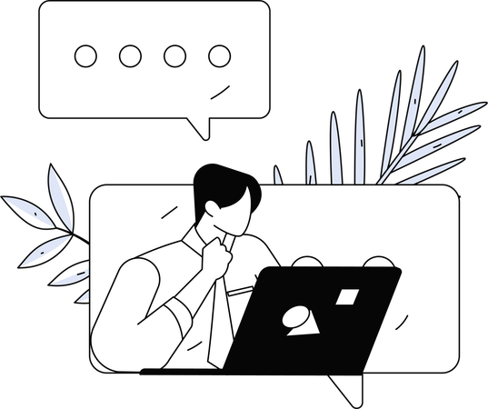 Hombre haciendo una reunión de negocios digital  Ilustración