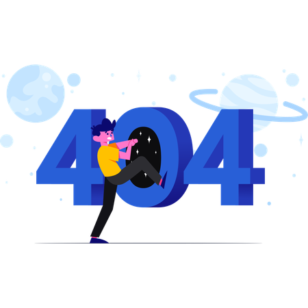 El hombre encontró el error 404  Ilustración