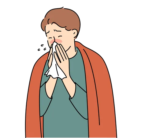 Enfermo con secreción nasal  Ilustración