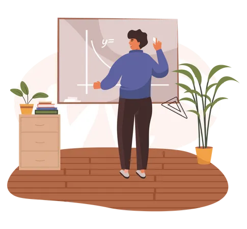 Hombre enseñando en clase  Ilustración
