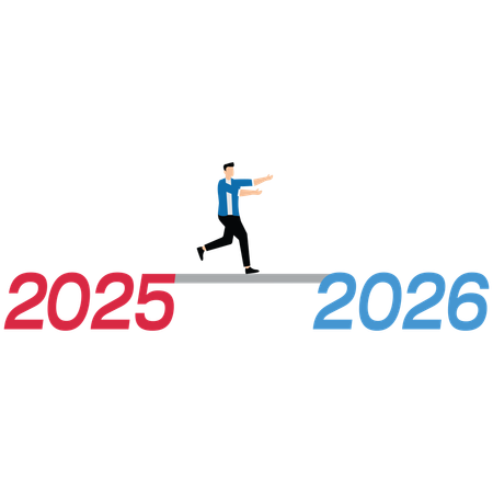 El hombre entra en el año 2026  Ilustración