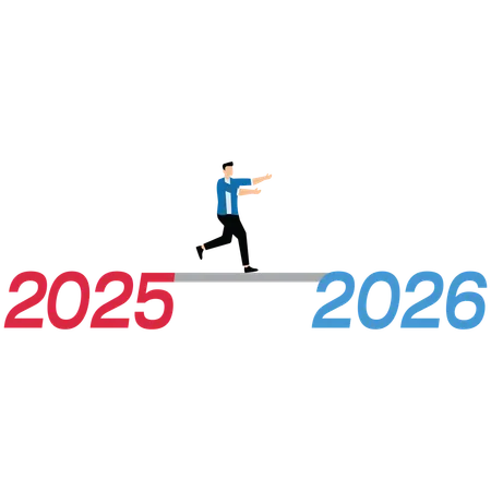 El hombre entra en el año 2026  Ilustración