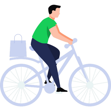 Hombre entregando paquetes en bicicleta  Illustration