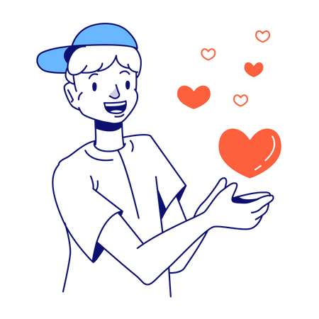 Hombre enviando un corazón  Ilustración