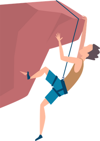 Hombre subiendo la cima de la montaña  Ilustración