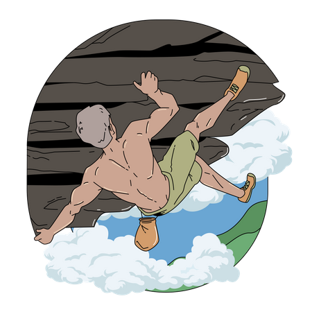 Hombre escalando montaña  Ilustración