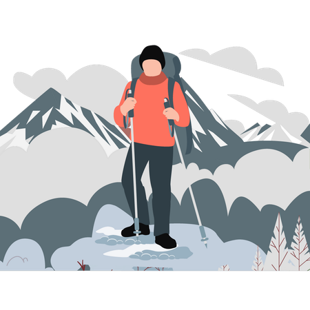 Hombre escalando montañas  Ilustración
