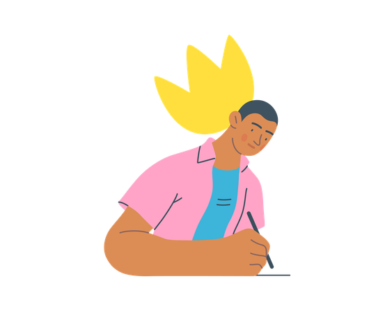 Hombre escribiendo en papel  Ilustración