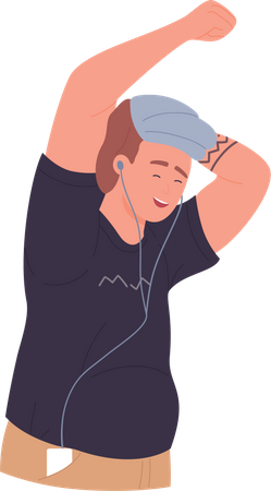 Hombre escuchando canción  Ilustración