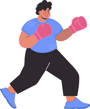 El hombre está practicando boxeo.  Ilustración