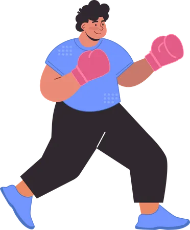 El hombre está practicando boxeo.  Ilustración