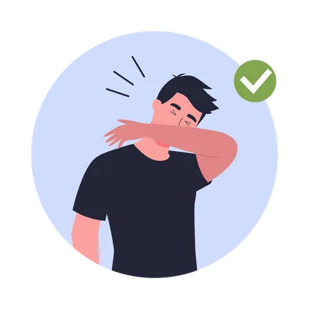 Hombre Estornudando Prevencion Y Proteccion De Virus Alerta De Coronavirus Ilustracion De Vector Aislado En Estilo De Dibujos Animados Ilustración
