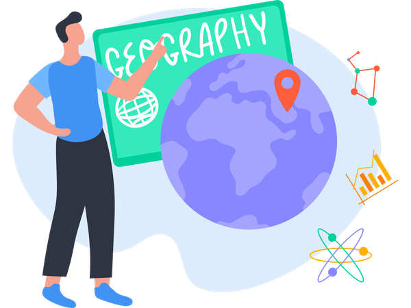 Hombre estudiando geografía  Illustration