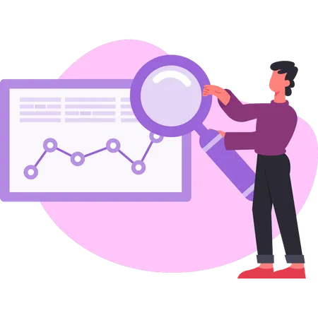 Hombre explicando un gráfico analítico  Illustration