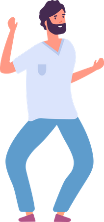 Hombre feliz bailando en fiesta  Ilustración