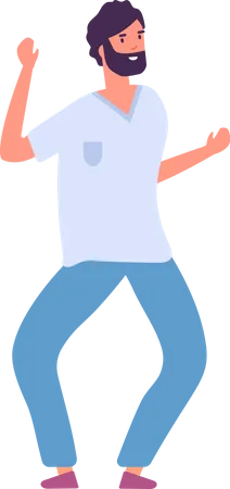 Hombre feliz bailando en fiesta  Ilustración