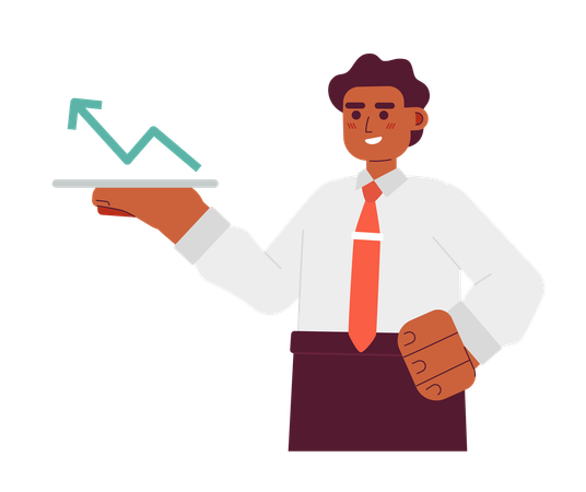 Hombre exitoso feliz que muestra el crecimiento de la inversión  Ilustración