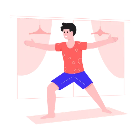 Hombre feliz haciendo yoga  Ilustración