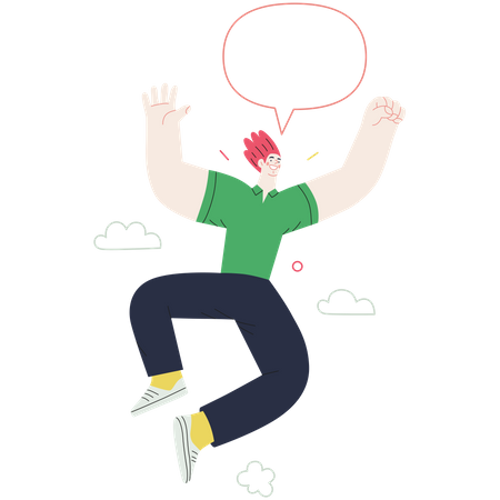 Hombre feliz saltando en el aire  Ilustración