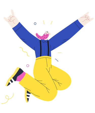 Hombre feliz saltando en el aire  Ilustración