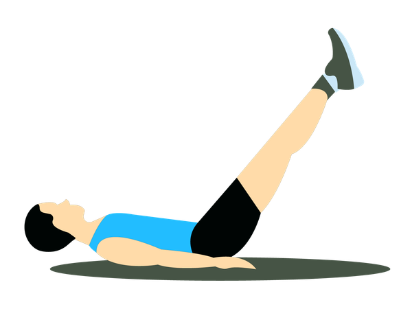 Hombre fitness haciendo ejercicio de elevación de piernas  Ilustración