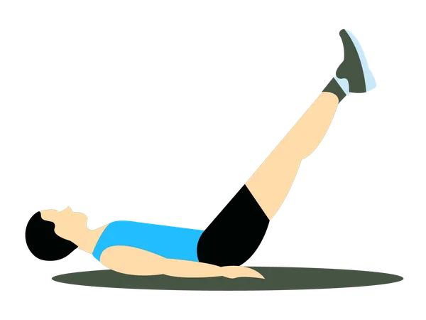 Hombre fitness haciendo ejercicio de elevación de piernas  Ilustración