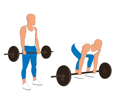 Hombre fitness haciendo barra de extensión de espalda  Ilustración