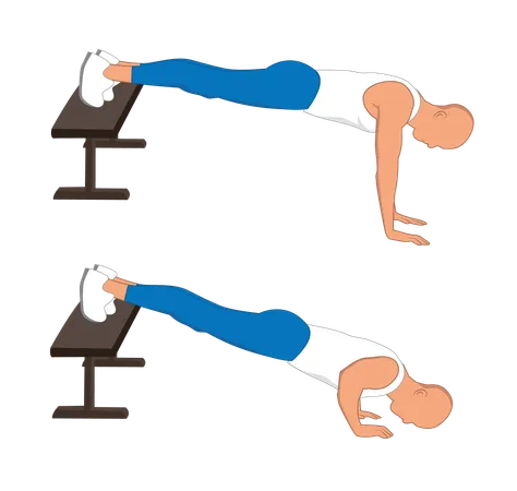 Hombre fitness haciendo flexiones para el pecho  Ilustración