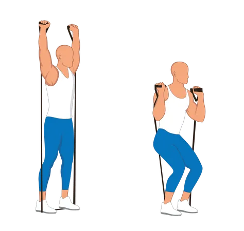 Hombre fitness haciendo sentarse y estirarse  Ilustración