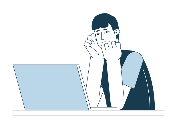 Hombre frustrado con laptop  Ilustración