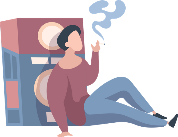 Hombre fumando cigarrillo  Ilustración