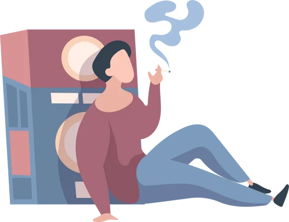 Ilustracion De Personaje De Fumadores Ilustración