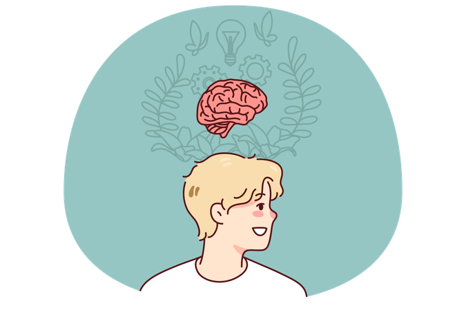 El hombre genera una idea innovadora  Ilustración