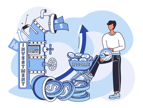 Hombre generando ganancias de la inversión  Ilustración