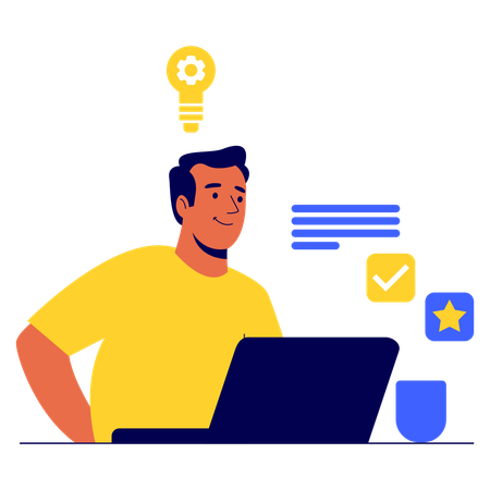 Hombre generando idea de negocio  Ilustración