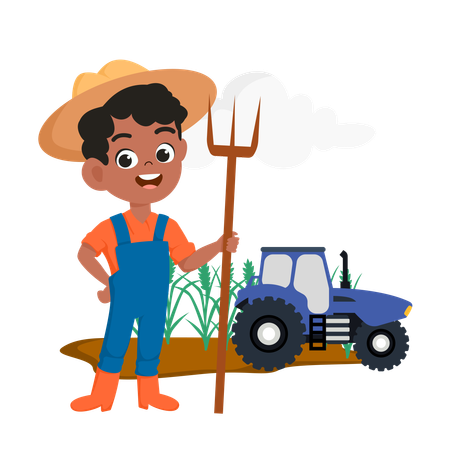 Hombre agricultor en la granja  Ilustración