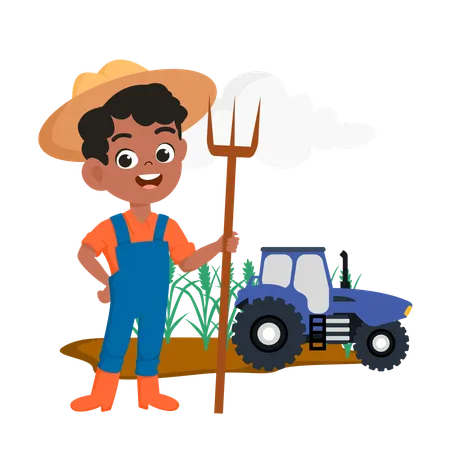 Hombre agricultor en la granja  Ilustración