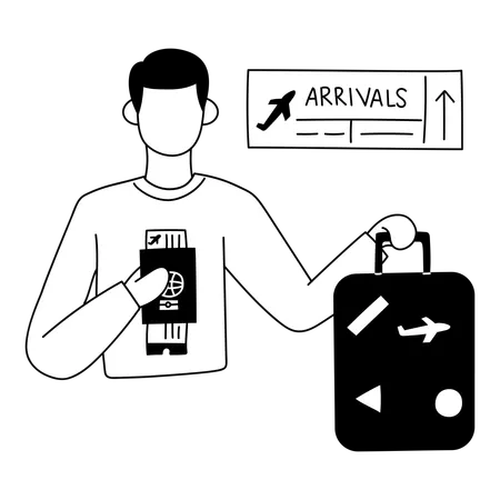 Un hombre llegó al aeropuerto para realizar un viaje internacional  Ilustración