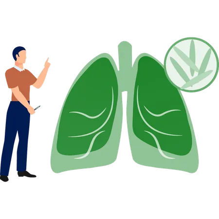 Hombre hablando de pulmones  Ilustración