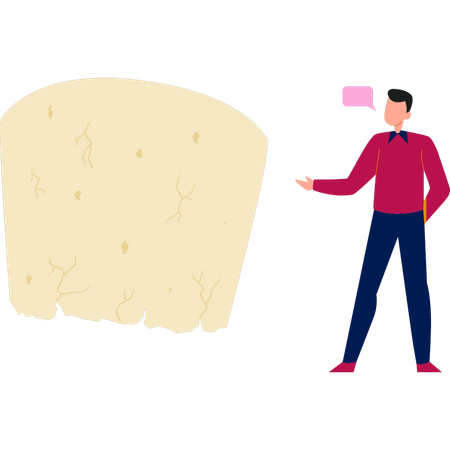 Hombre hablando de queso de comida rápida  Ilustración