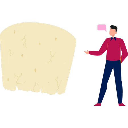 Hombre hablando de queso de comida rápida  Ilustración